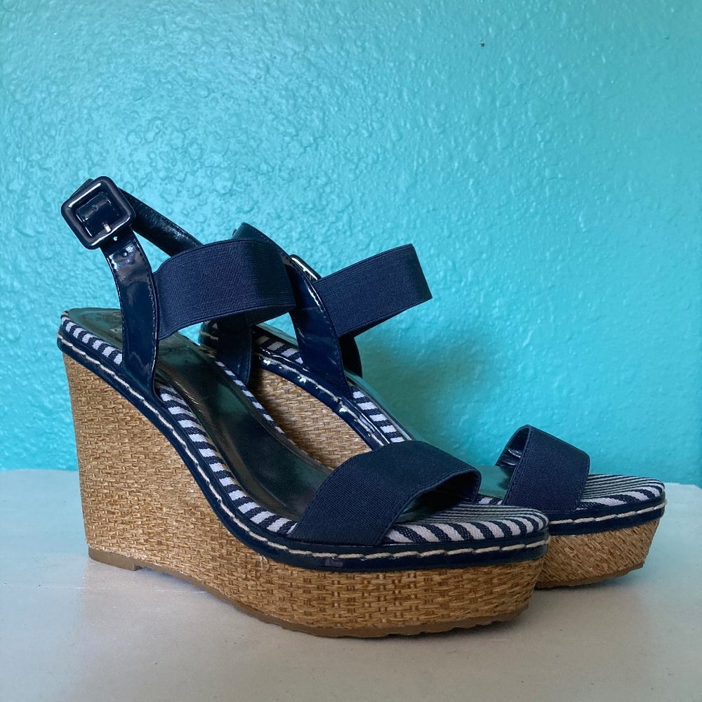 Nautical Wedge Espadrille Heeled Sandals NWOT